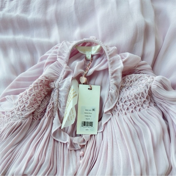 LOVESHACKFANCY Belinda Smocked A-Line Swing Long Sleeve Button-down Mini Dress - Picture 14 of 15